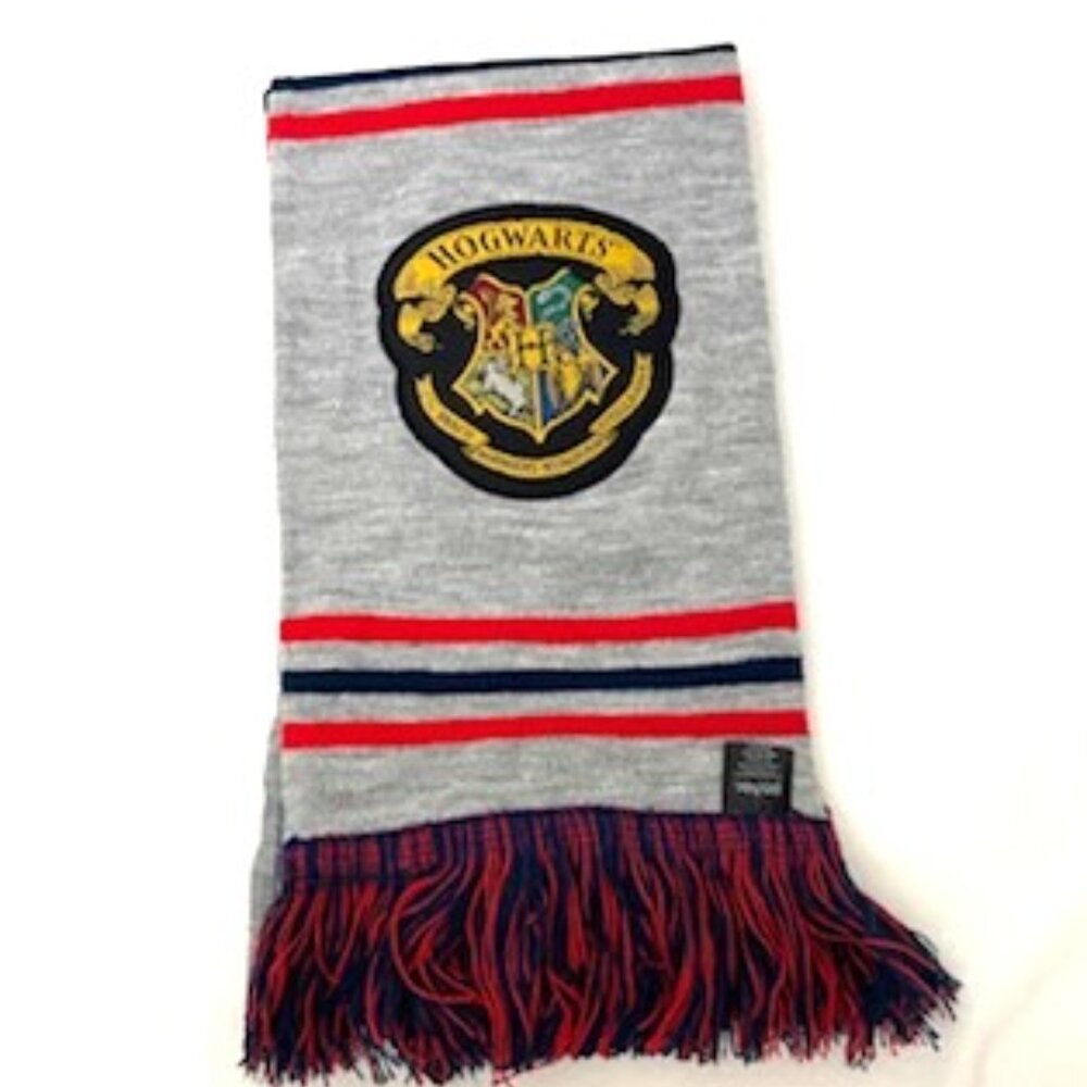 Harry Potter Washington Wizards Scarf Hogwarts Crest Gray Red Blue Fringe Unisex
